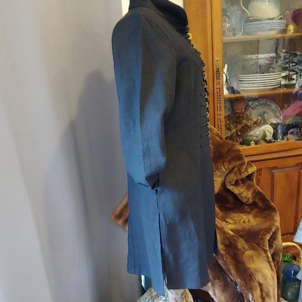 Soft Surroundings Black Linen Military Style - Picture 2 of 5
